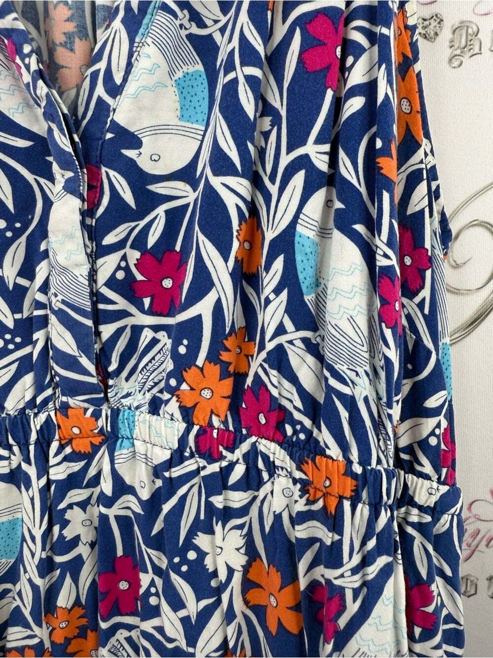 Old Navy Blue Floral Maxi Dress with Orange & Pink Accents - Picture 6 of 16